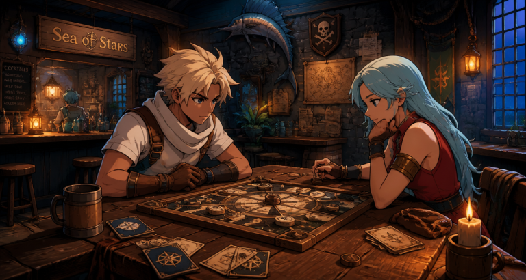 Sea of Stars soluce Zale et Valere mini-jeu Wheels taverne