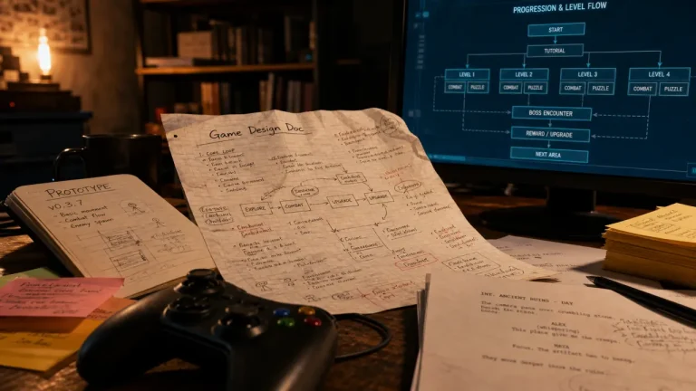 Conception de jeux vidéo : game designer Bac+3, prototypes sur bureau de studio