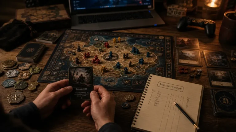 Jeux des strategie : plateau de stratégie et pièces, guide joueurs et durée