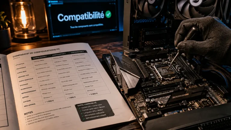 Config PC gaming : choix des composants, compatibilité et OS