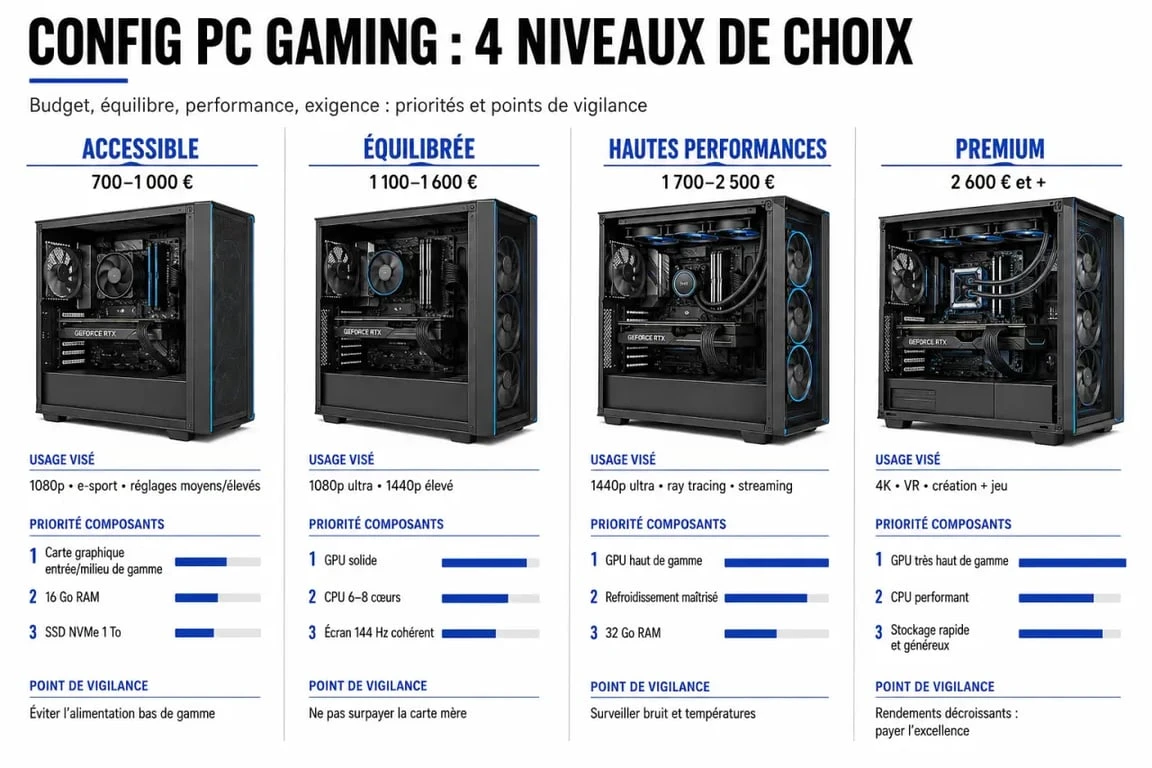 Comparatif de config pc gaming par budget et usage
