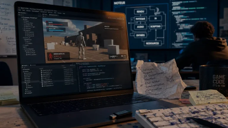 Formation game developer : gameplay Unity et dossier RNCP sur un PC