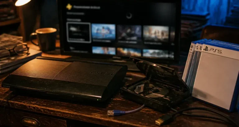 Jeux PS3 sur PS5 : disque ne rentre pas, lecteur et câbles visibles