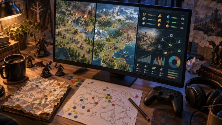 Jeux strategie pc : carte RTS 4X et gestion sur écran PC
