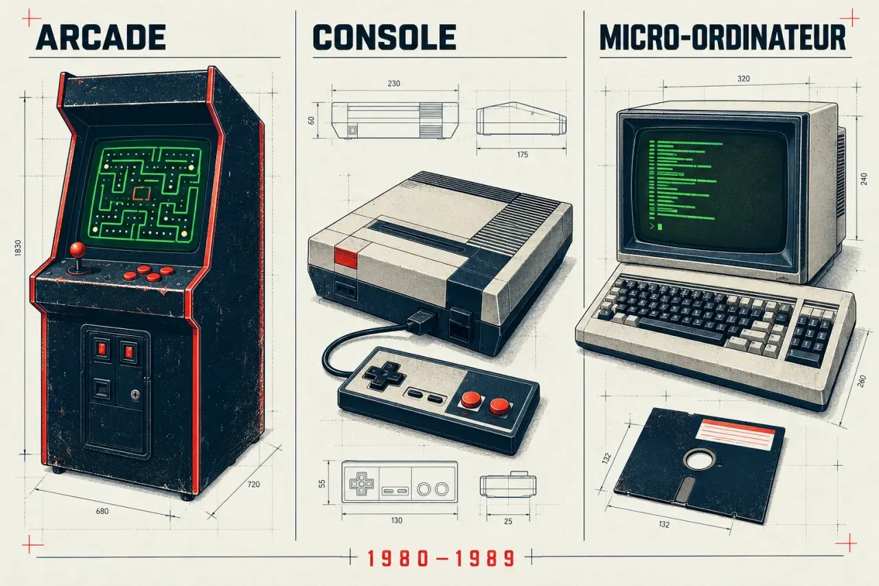 Jeux vidéo année 80 entre arcade, consoles et micro-ordinateurs
