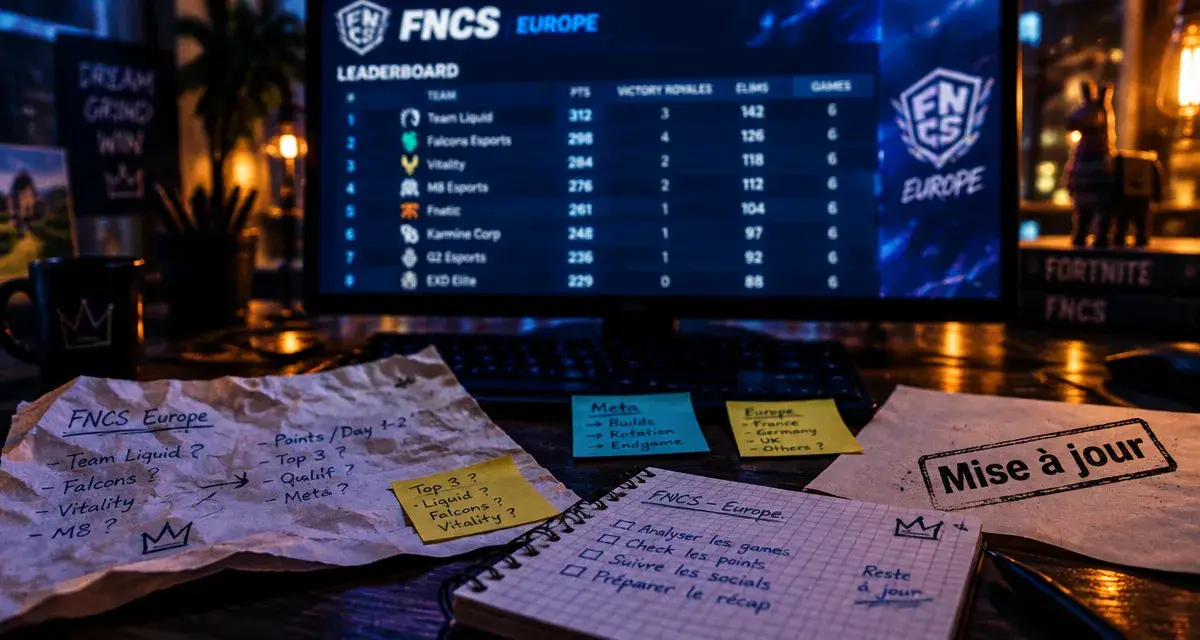 FNCS classement : leaderboard régional, pas un Major ni le Global Championship