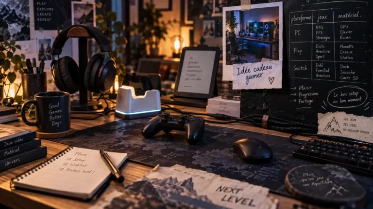 Idee cadeau gamer : bureau setup PC et check anti-doublon