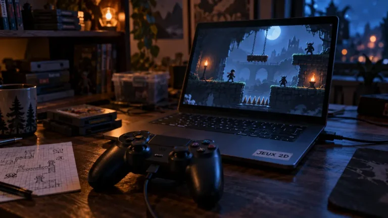 Jeux 2D sur PC portable, manette USB et gameplay