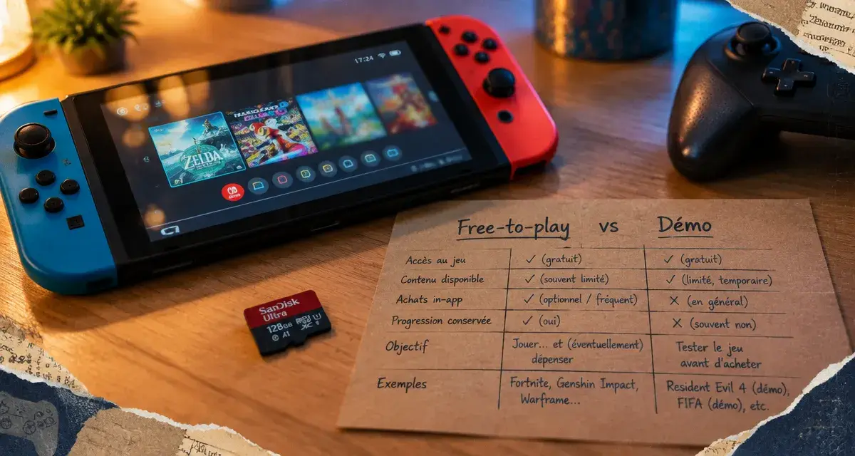 Jeux gratuits Switch sur Nintendo Switch, carte microSD et manette