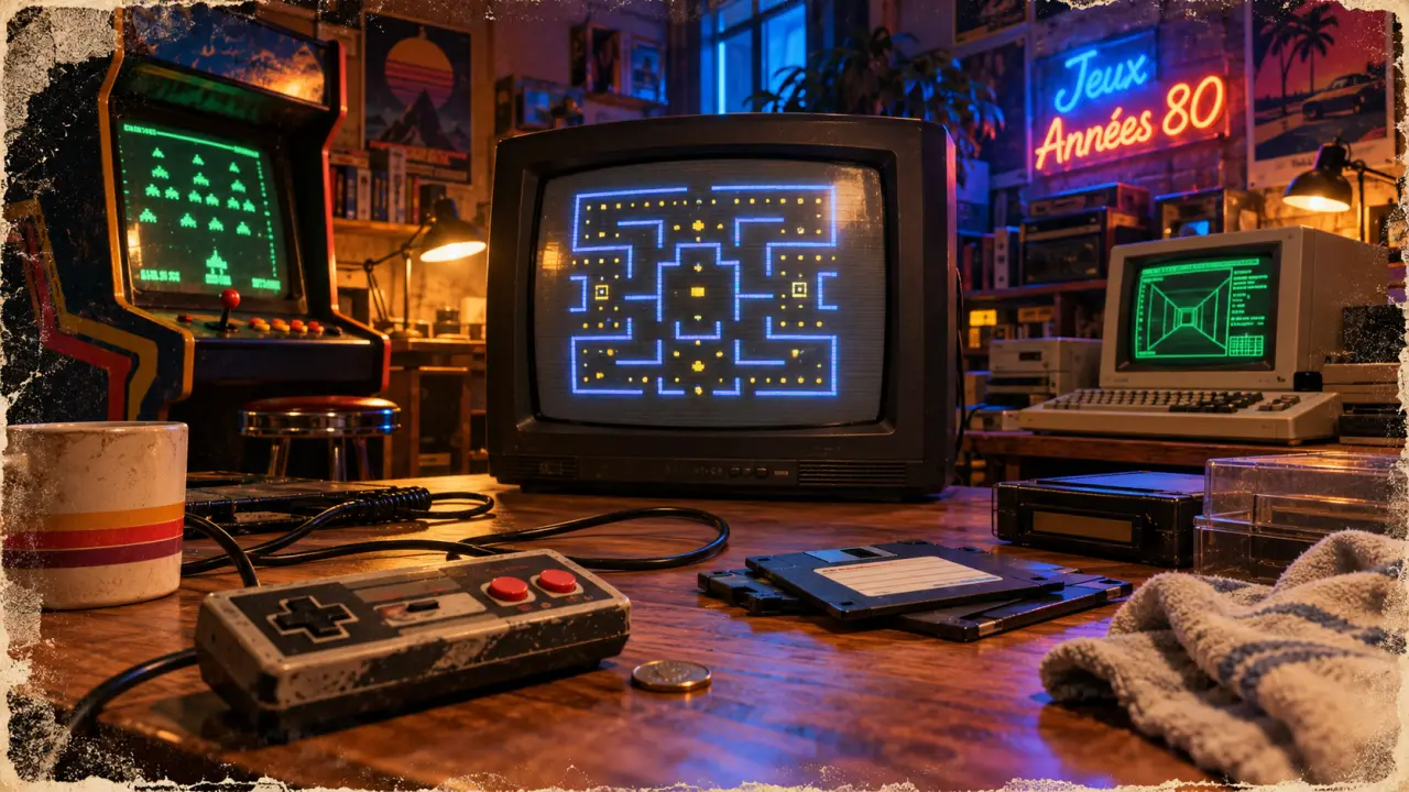 Jeux vidéo année 80, Pac-Man à SimCity sur écran CRT rétro